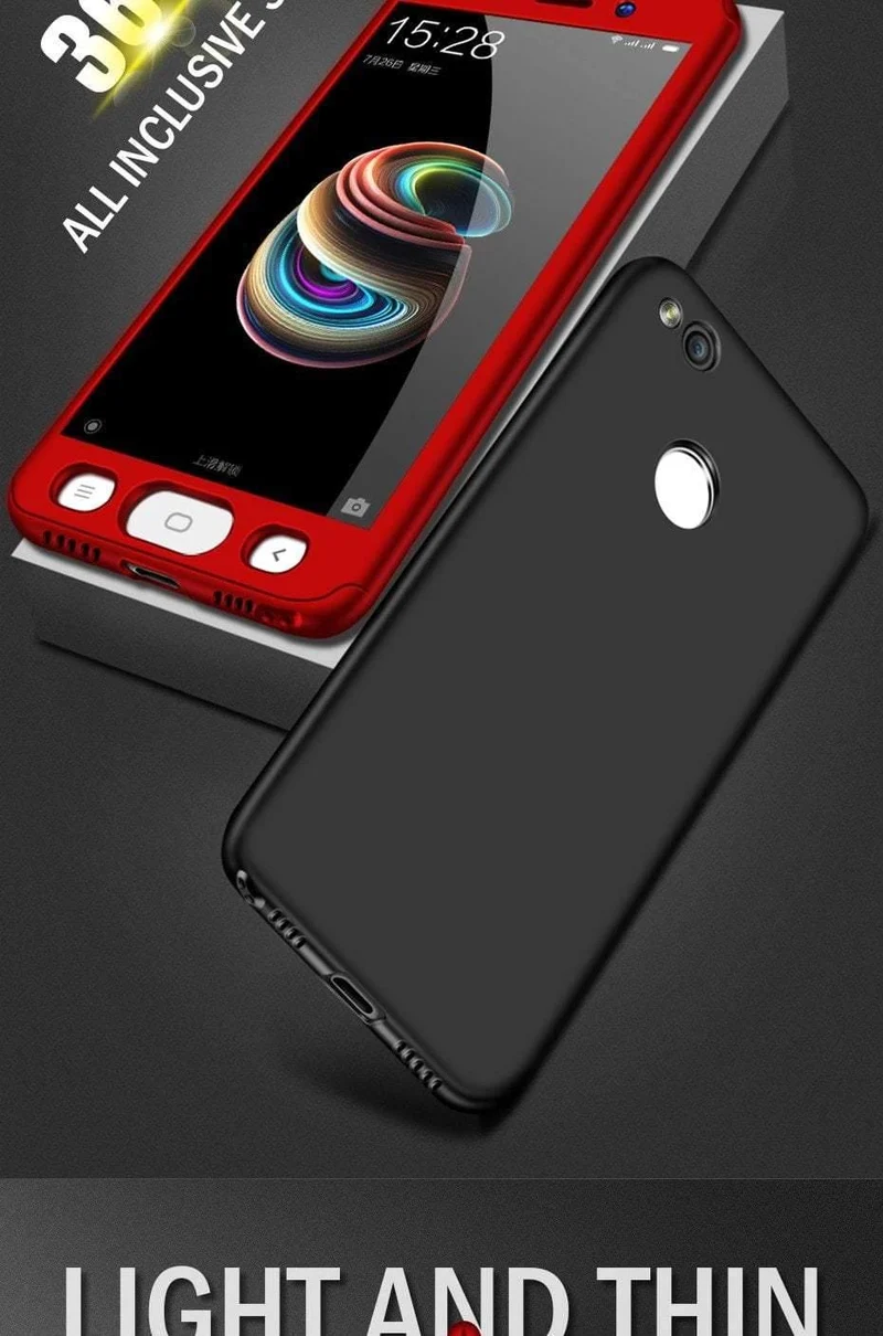 ZNP 360 Degree Shockproof Phone Case For Xiaomi Redmi Note 4 4X Case With Glass Cover For Redmi Note 4 Redmi Note 4X Case Glass