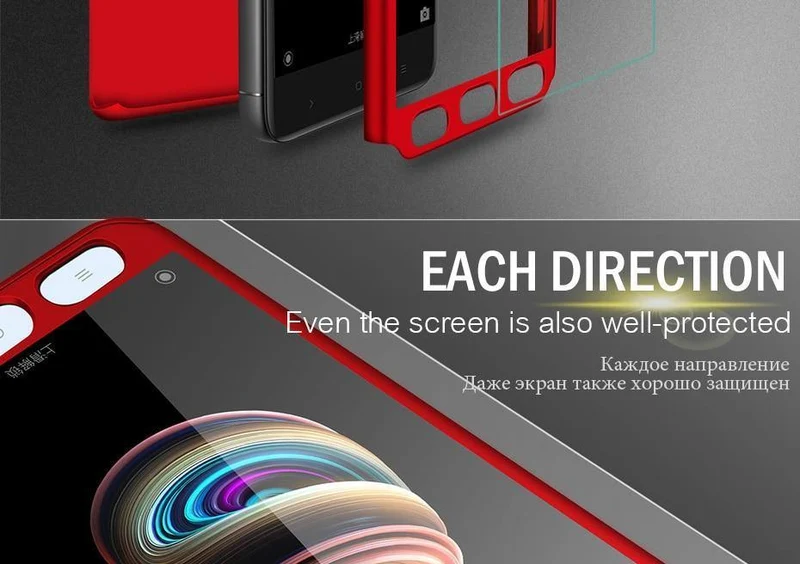 ZNP 360 Degree Shockproof Phone Case For Xiaomi Redmi Note 4 4X Case With Glass Cover For Redmi Note 4 Redmi Note 4X Case Glass