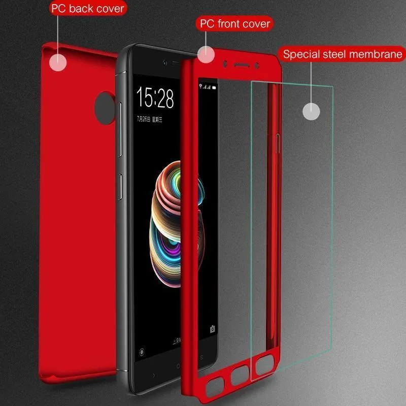 ZNP 360 Degree Shockproof Phone Case For Xiaomi Redmi Note 4 4X Case With Glass Cover For Redmi Note 4 Redmi Note 4X Case Glass