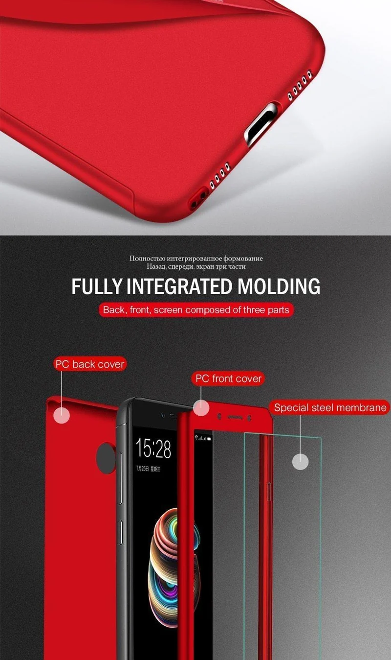 ZNP 360 Degree Shockproof Phone Case For Xiaomi Redmi Note 4 4X Case With Glass Cover For Redmi Note 4 Redmi Note 4X Case Glass