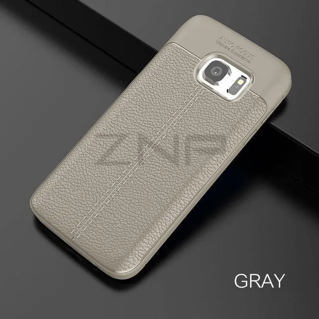 ZNP Luxury Silicone Litchi Leather Carbon Fiber Cover Case For Samsung Galaxy S6 S7 Edge A8 A3 A5 A7 J5 J7 2016 2017 Phone Case