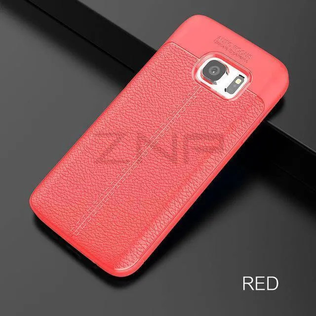 ZNP Luxury Silicone Litchi Leather Carbon Fiber Cover Case For Samsung Galaxy S6 S7 Edge A8 A3 A5 A7 J5 J7 2016 2017 Phone Case