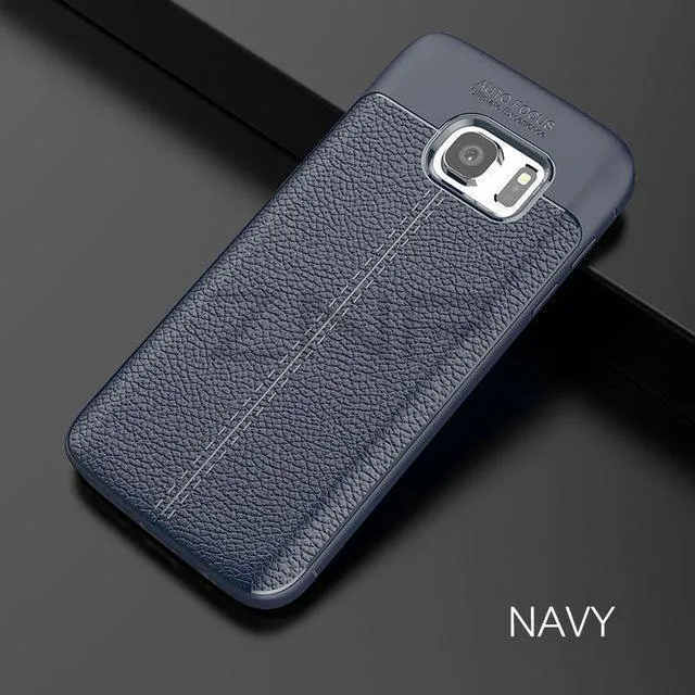 ZNP Luxury Silicone Litchi Leather Carbon Fiber Cover Case For Samsung Galaxy S6 S7 Edge A8 A3 A5 A7 J5 J7 2016 2017 Phone Case