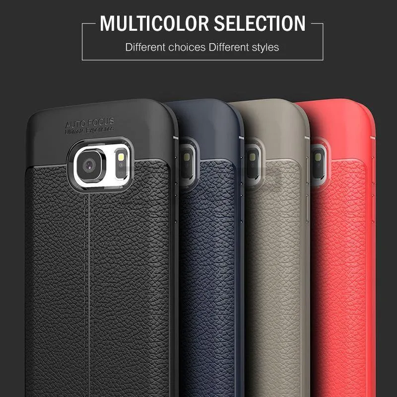 ZNP Luxury Silicone Litchi Leather Carbon Fiber Cover Case For Samsung Galaxy S6 S7 Edge A8 A3 A5 A7 J5 J7 2016 2017 Phone Case