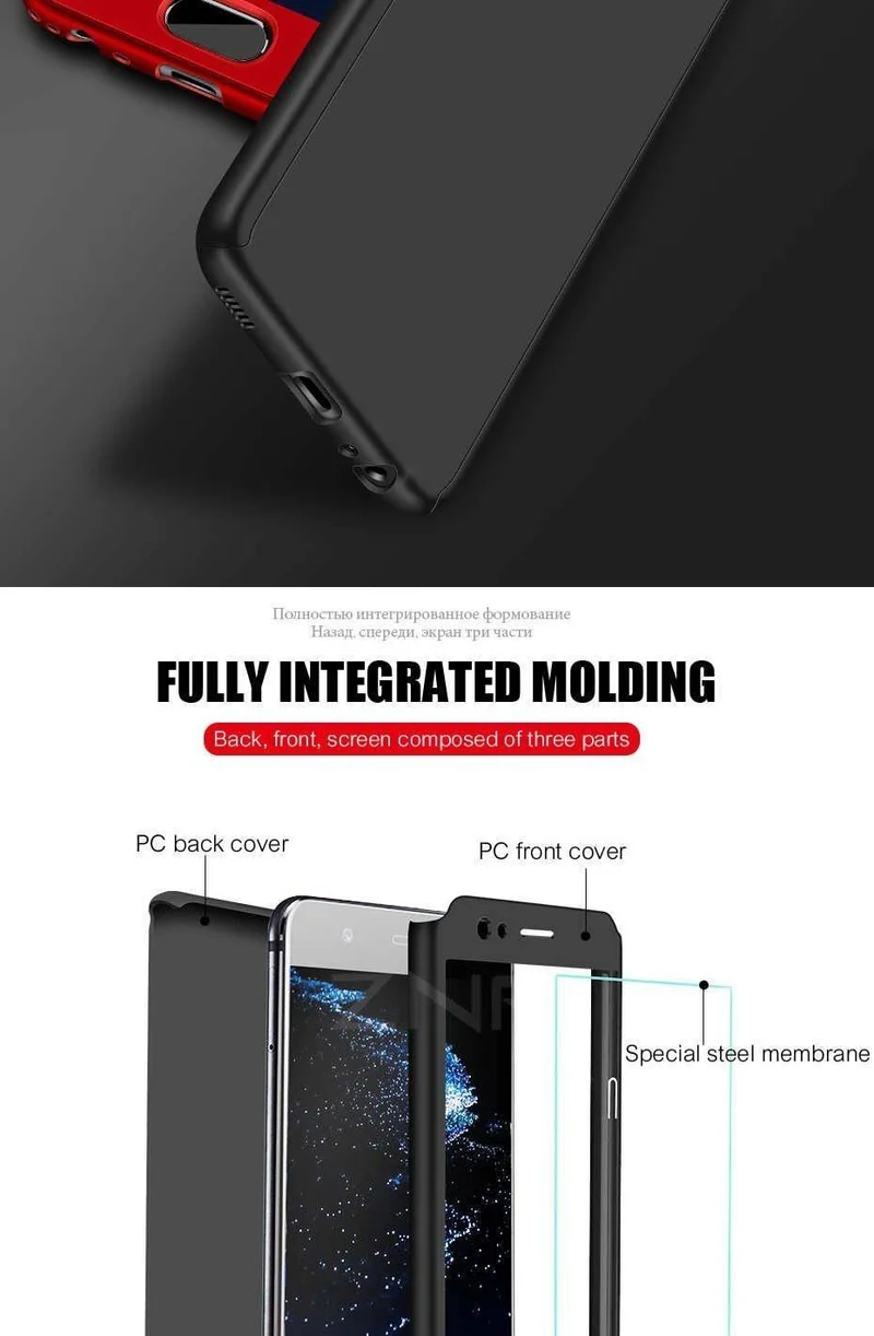 ZNP 360 Degree Full Cover Case For Huawei P9 P10 P20 Lite Cases With Glass For Huawei P10 P20 Plus Honor 9 9 Lite Phone Case