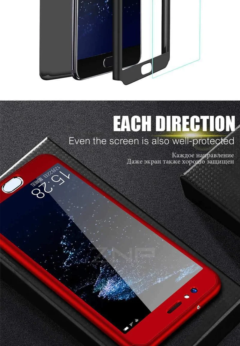 ZNP 360 Degree Full Cover Case For Huawei P9 P10 P20 Lite Cases With Glass For Huawei P10 P20 Plus Honor 9 9 Lite Phone Case
