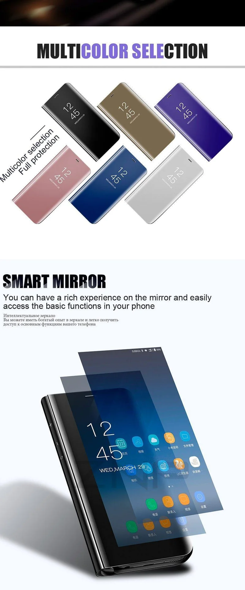 ZNP Clear View Smart Mirror Flip Case For Samsung Galaxy S9 S8 Plus S7 S6 Edge Phone Cover For Samsung Note 8 A3 A5 A7 A8 Case