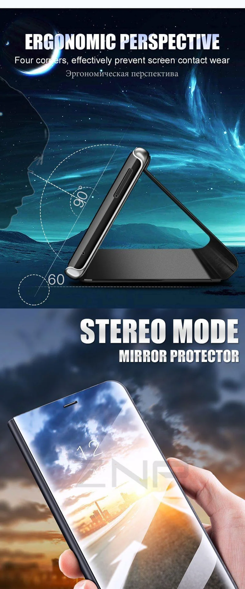 ZNP Clear View Smart Mirror Flip Case For Samsung Galaxy S9 S8 Plus S7 S6 Edge Phone Cover For Samsung Note 8 A3 A5 A7 A8 Case