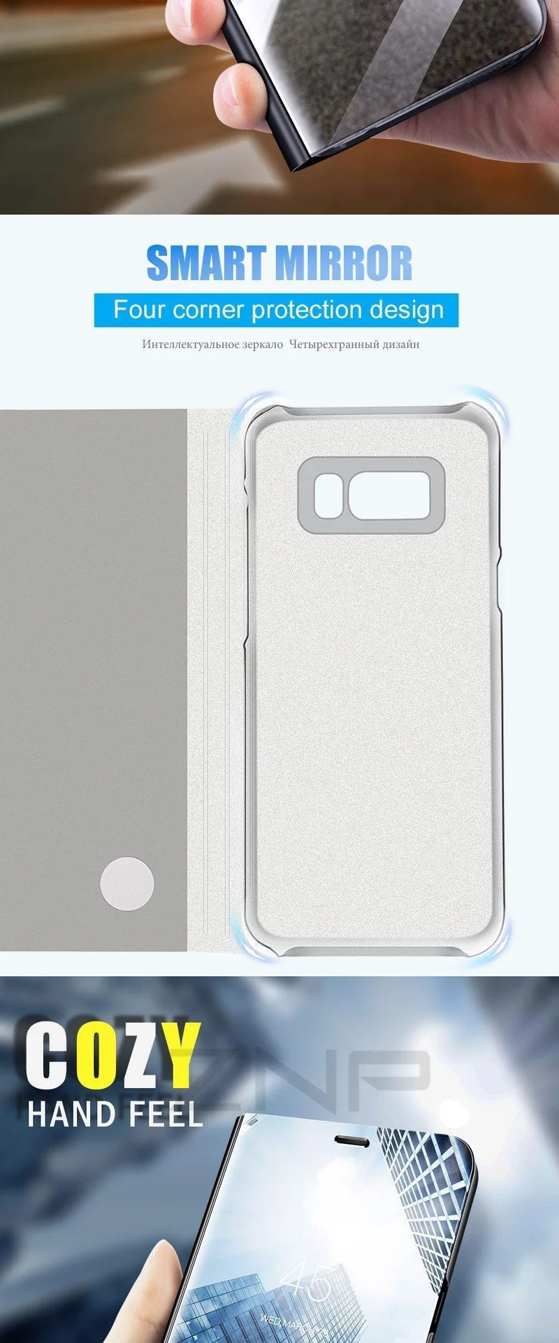 ZNP Clear View Smart Mirror Flip Case For Samsung Galaxy S9 S8 Plus S7 S6 Edge Phone Cover For Samsung Note 8 A3 A5 A7 A8 Case