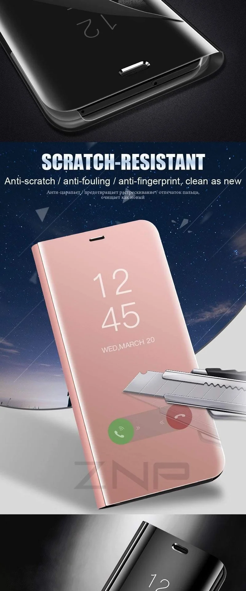 ZNP Clear View Smart Mirror Flip Case For Samsung Galaxy S9 S8 Plus S7 S6 Edge Phone Cover For Samsung Note 8 A3 A5 A7 A8 Case
