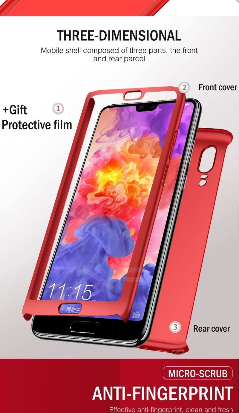 ZNP 360 Full Cover Phone Case For Huawei P9 P10 P20 Mate 9 10 Lite P10 Plus Cases With Glass For Huawei P20 Mate 10 Pro P9 Case