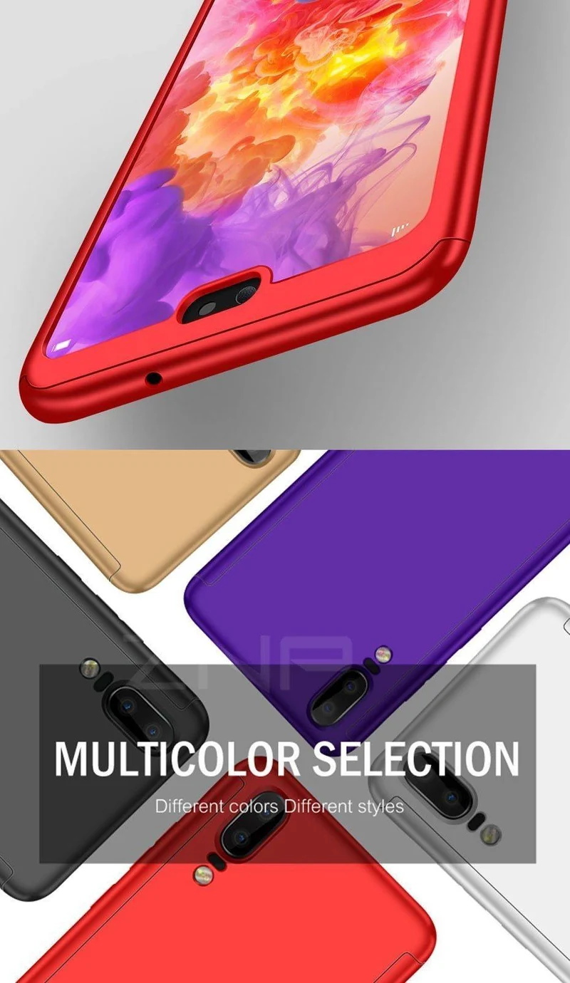 ZNP 360 Full Cover Phone Case For Huawei P9 P10 P20 Mate 9 10 Lite P10 Plus Cases With Glass For Huawei P20 Mate 10 Pro P9 Case