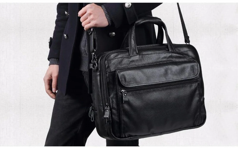 Herren Aktentaschen Echtes Leder Vintage Handtasche 15 "Laptop Aktentasche Messenger Schultertasche Umhängetasche Herrentasche Business Bag