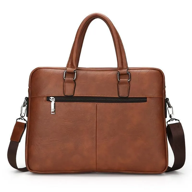 Neue Männer Split Lederhandtasche Reißverschluss Männer Business Polyester Zwei Schlamm Tasche Weichen Griff 14 Zoll Aktentaschen Taschen