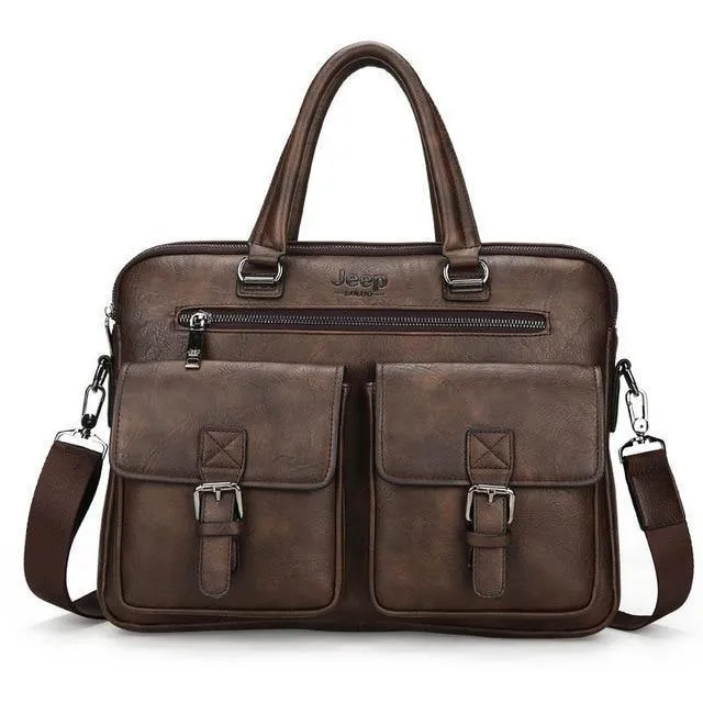Neue Männer Split Lederhandtasche Reißverschluss Männer Business Polyester Zwei Schlamm Tasche Weichen Griff 14 Zoll Aktentaschen Taschen