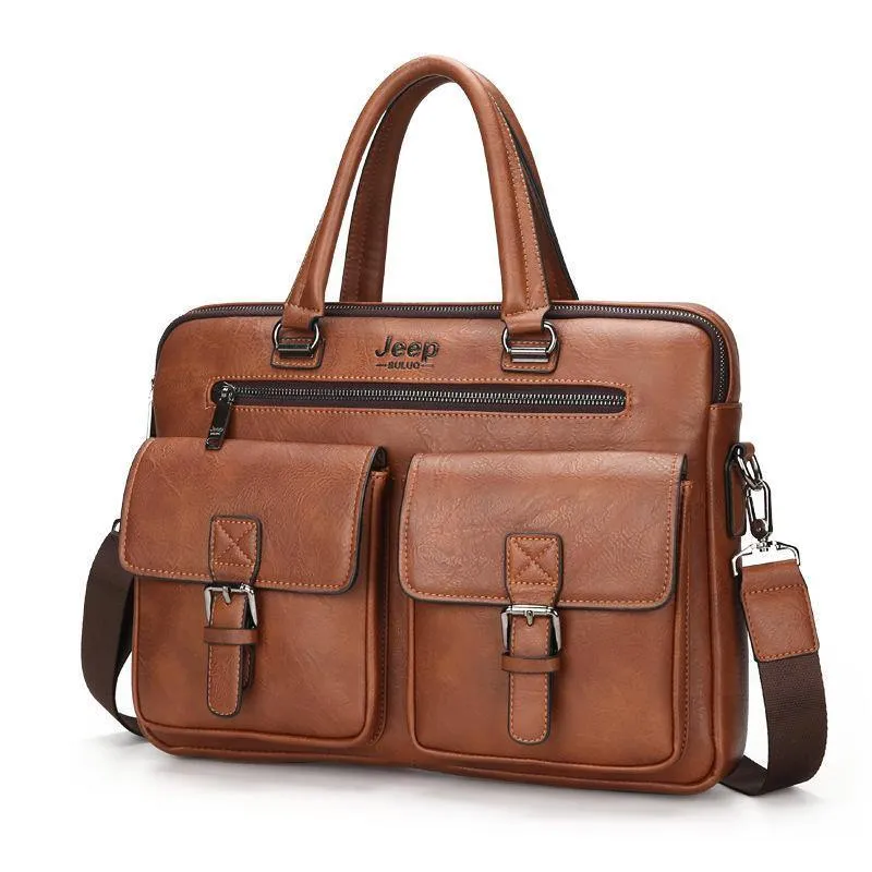 Neue Männer Split Lederhandtasche Reißverschluss Männer Business Polyester Zwei Schlamm Tasche Weichen Griff 14 Zoll Aktentaschen Taschen