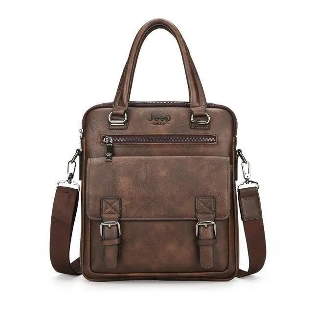 Neue Männer Split Lederhandtasche Reißverschluss Männer Business Polyester Zwei Schlamm Tasche Weichen Griff 14 Zoll Aktentaschen Taschen