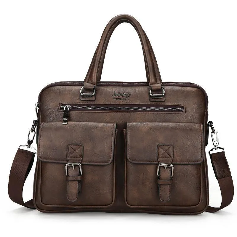 Neue Männer Split Lederhandtasche Reißverschluss Männer Business Polyester Zwei Schlamm Tasche Weichen Griff 14 Zoll Aktentaschen Taschen