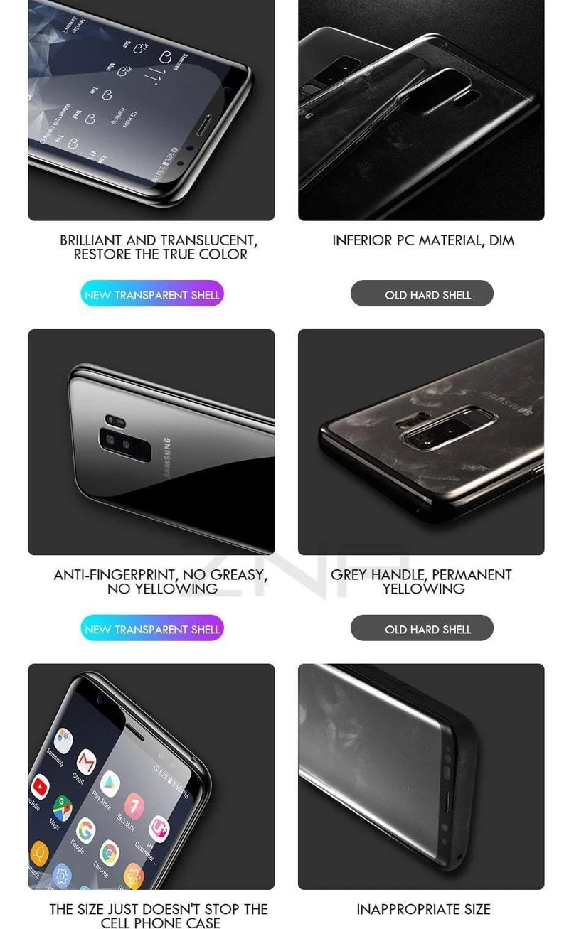 ZNP Ultradünne transparente Hülle für Samsung Galaxy S8 S9 Plus S10 Lite S7, weiche TPU-Hülle für Samsung Note 8 9 S7 Edge-Telefonhülle