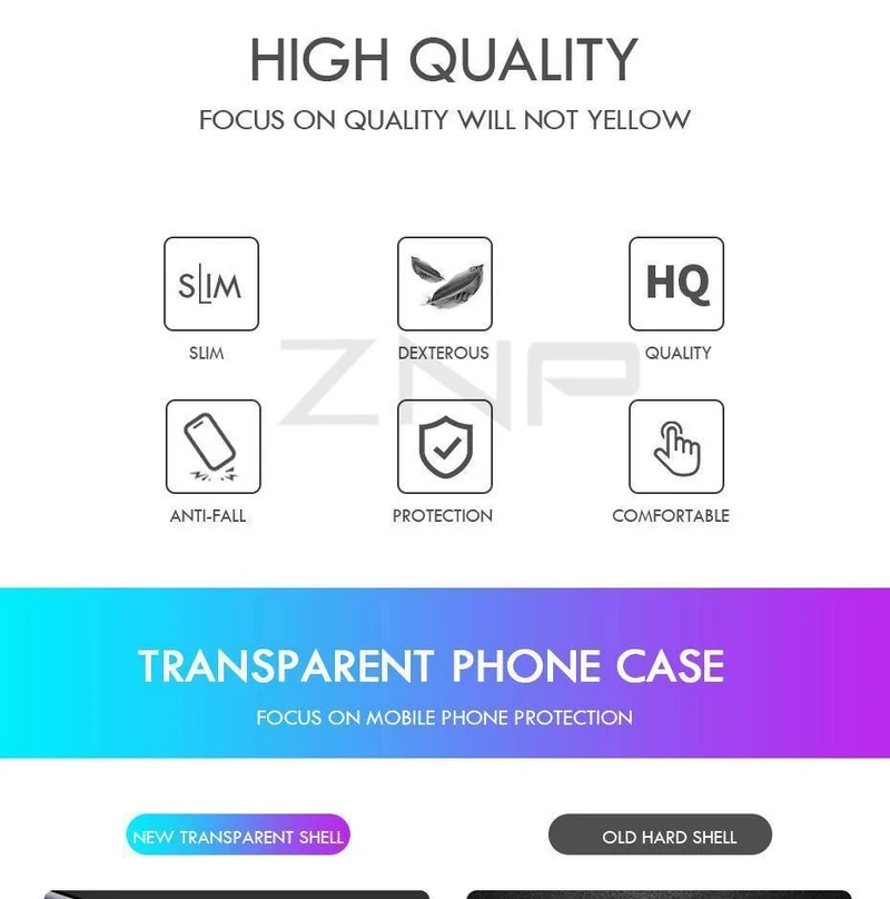 ZNP Ultradünne transparente Hülle für Samsung Galaxy S8 S9 Plus S10 Lite S7, weiche TPU-Hülle für Samsung Note 8 9 S7 Edge-Telefonhülle