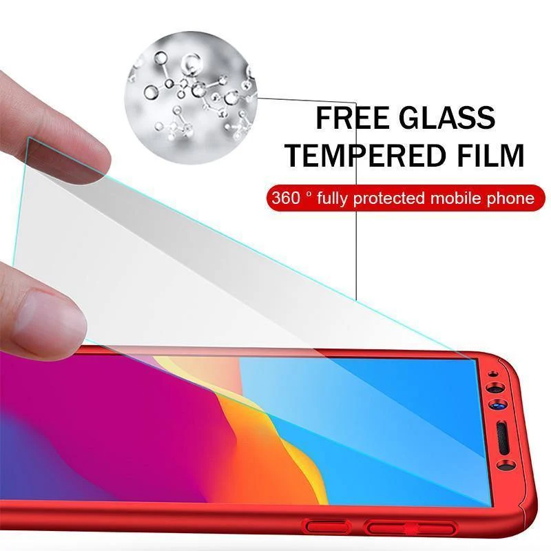 ZNP 360 Vollschutz-Telefonhülle für Huawei Honor 7A Pro, stoßfeste Vollabdeckung für Huawei Honor 8X 7C Pro 7a-Hüllen mit Glas