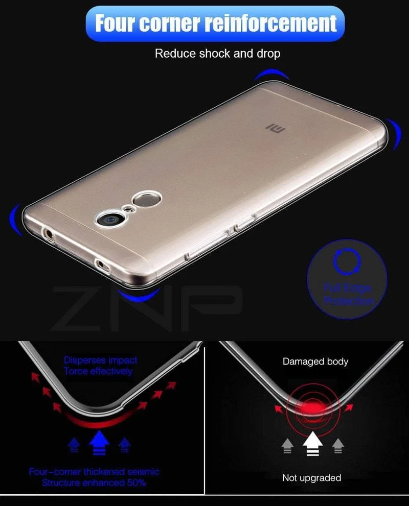ZNP Ultradünne, weiche, transparente TPU-Hülle für Xiaomi Redmi Note 4 4X Pro, Silikonhülle für Redmi Note 4X, Telefonhülle Coque