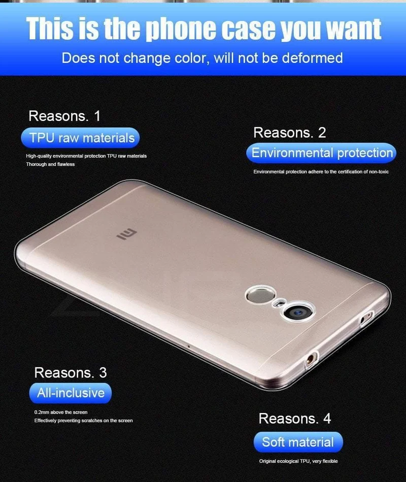 ZNP Ultradünne, weiche, transparente TPU-Hülle für Xiaomi Redmi Note 4 4X Pro, Silikonhülle für Redmi Note 4X, Telefonhülle Coque