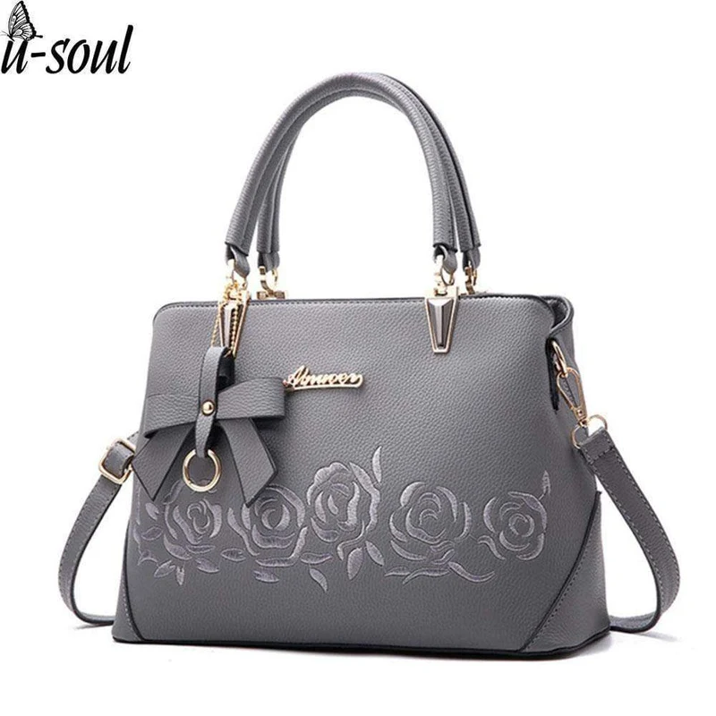 Damen Tasche Vintage Handtasche Casual Tote Fashion Damen Messenger Bags Schulter Top-Griff Geldbörse Geldbörse Leder 2018 Schwarz A1834