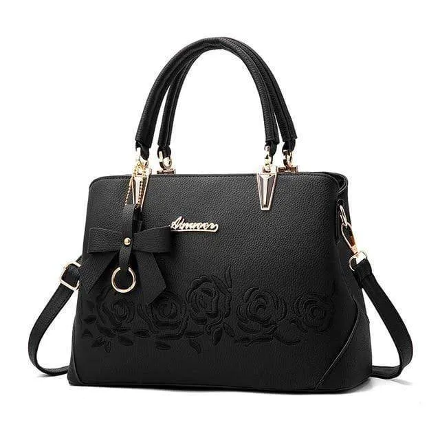 Damen Tasche Vintage Handtasche Casual Tote Fashion Damen Messenger Bags Schulter Top-Griff Geldbörse Geldbörse Leder 2018 Schwarz A1834