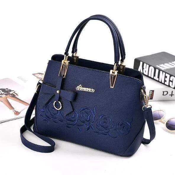 Damen Tasche Vintage Handtasche Casual Tote Fashion Damen Messenger Bags Schulter Top-Griff Geldbörse Geldbörse Leder 2018 Schwarz A1834