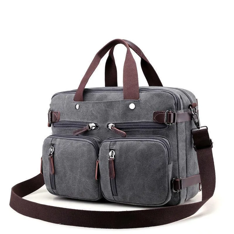 Männer Handtaschen Canvas Schulter Crossbody Messenger Taschen Solide Hohe Kapazität Mann Lässig Reise Multifunktions Rucksack Laptop 2018