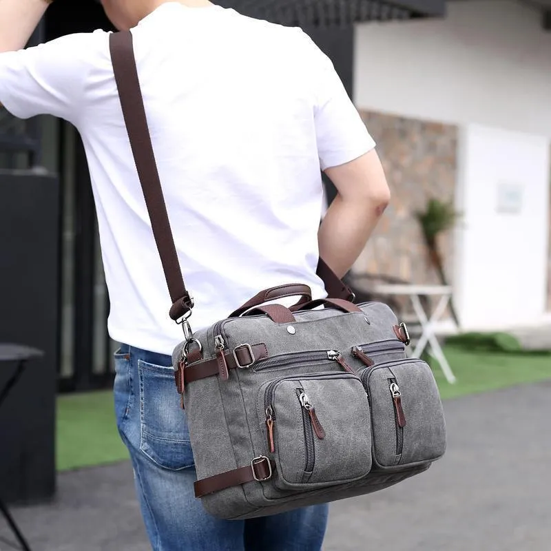 Männer Handtaschen Canvas Schulter Crossbody Messenger Taschen Solide Hohe Kapazität Mann Lässig Reise Multifunktions Rucksack Laptop 2018
