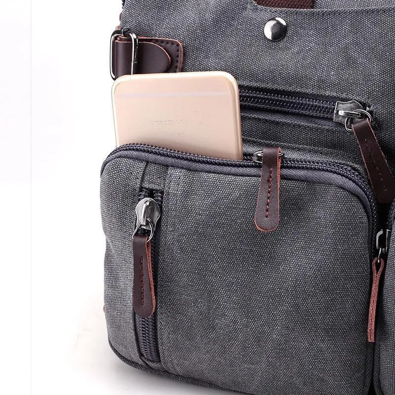 Männer Handtaschen Canvas Schulter Crossbody Messenger Taschen Solide Hohe Kapazität Mann Lässig Reise Multifunktions Rucksack Laptop 2018