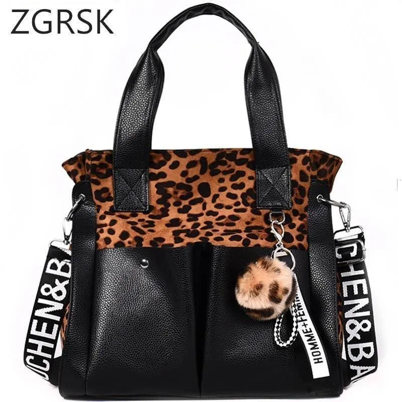 Frauen Handtaschen Berühmte Mode Marke Leopard Print Schulter Taschen Damen Totes Einfache Quaste Frauen Umhängetasche Weibliche