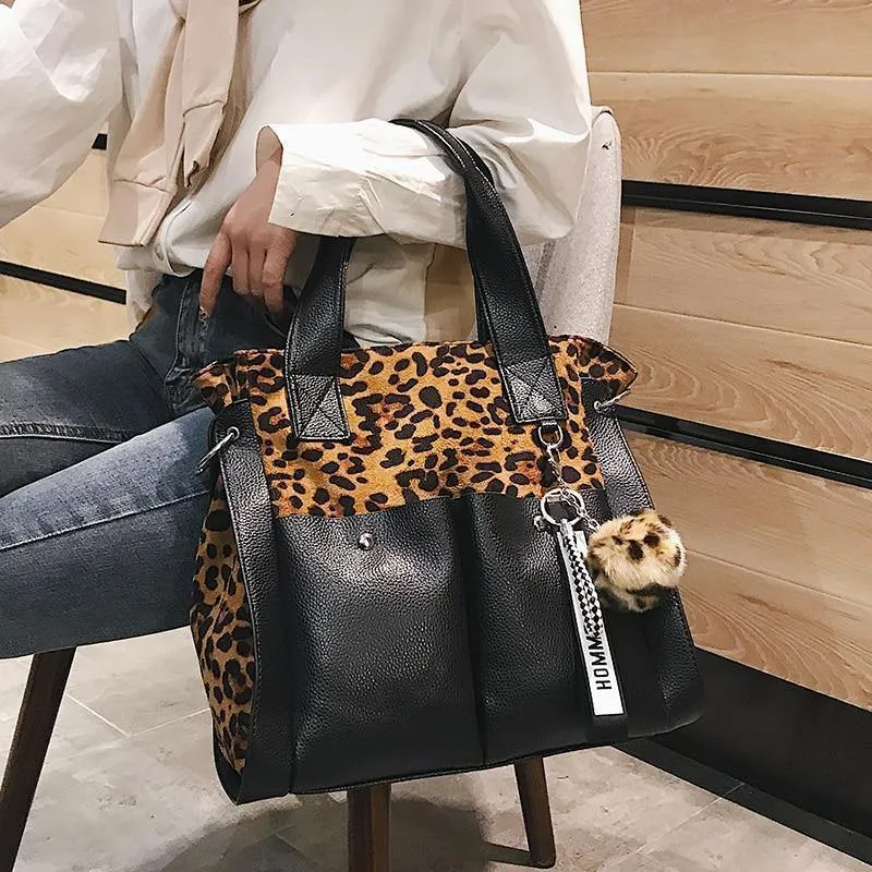 Frauen Handtaschen Berühmte Mode Marke Leopard Print Schulter Taschen Damen Totes Einfache Quaste Frauen Umhängetasche Weibliche
