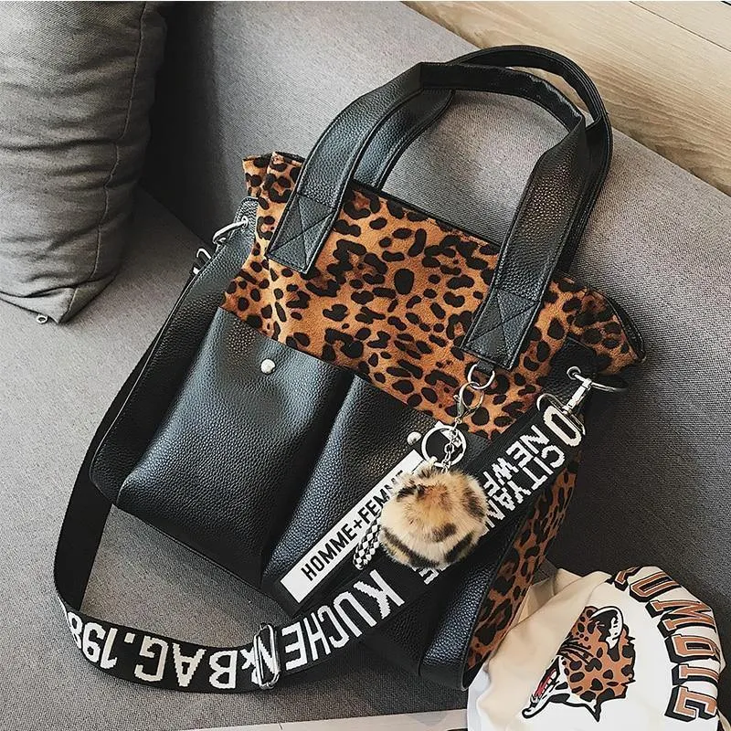 Frauen Handtaschen Berühmte Mode Marke Leopard Print Schulter Taschen Damen Totes Einfache Quaste Frauen Umhängetasche Weibliche