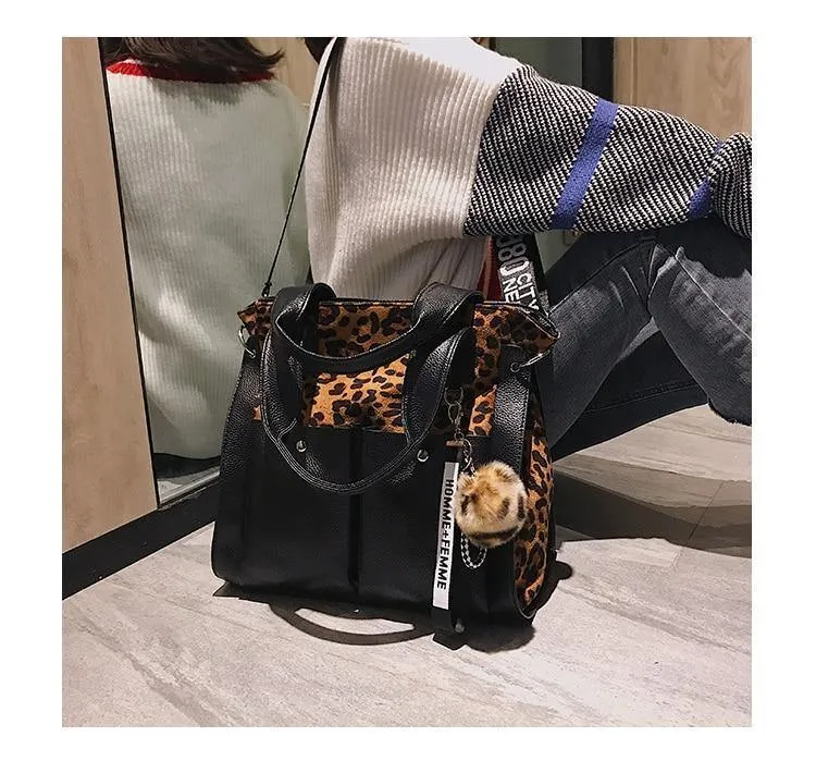 Frauen Handtaschen Berühmte Mode Marke Leopard Print Schulter Taschen Damen Totes Einfache Quaste Frauen Umhängetasche Weibliche