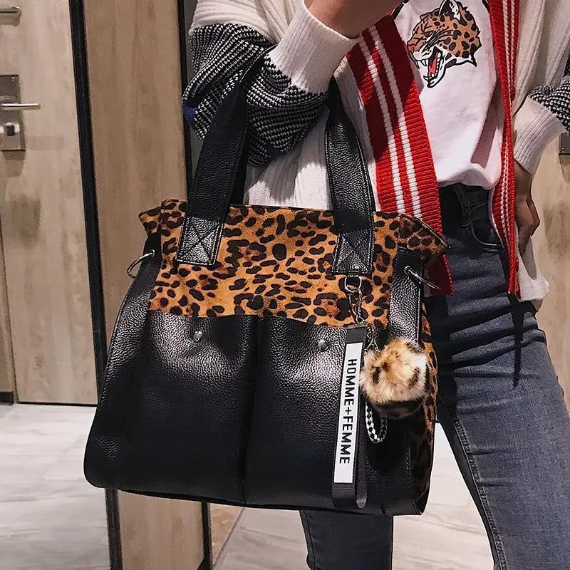 Frauen Handtaschen Berühmte Mode Marke Leopard Print Schulter Taschen Damen Totes Einfache Quaste Frauen Umhängetasche Weibliche