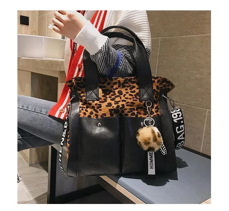 Frauen Handtaschen Berühmte Mode Marke Leopard Print Schulter Taschen Damen Totes Einfache Quaste Frauen Umhängetasche Weibliche