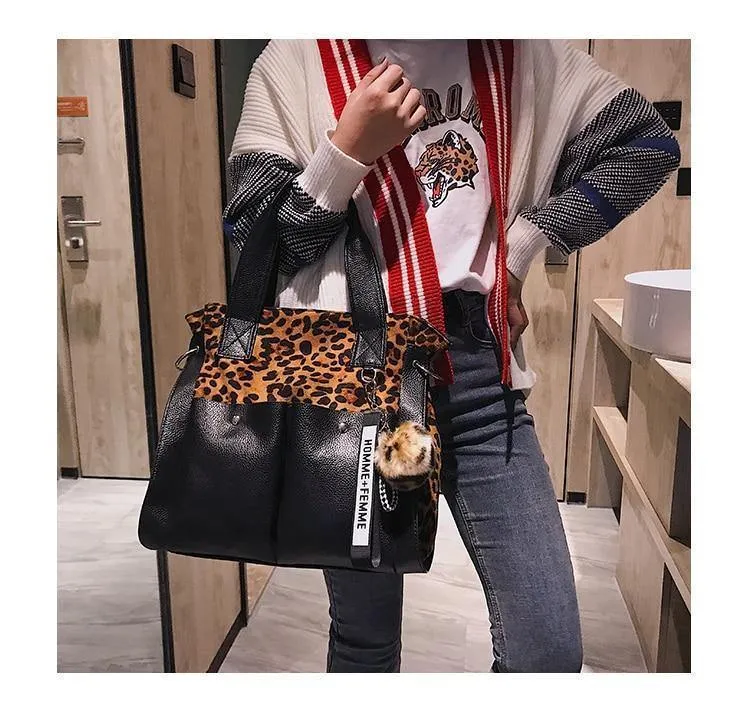 Frauen Handtaschen Berühmte Mode Marke Leopard Print Schulter Taschen Damen Totes Einfache Quaste Frauen Umhängetasche Weibliche