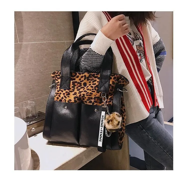 Frauen Handtaschen Berühmte Mode Marke Leopard Print Schulter Taschen Damen Totes Einfache Quaste Frauen Umhängetasche Weibliche