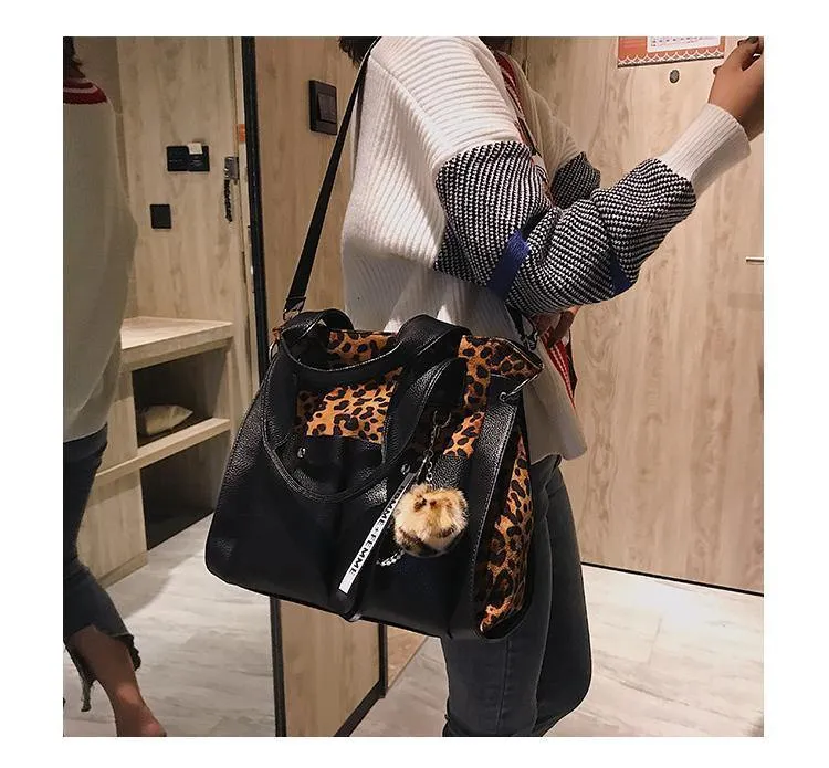 Frauen Handtaschen Berühmte Mode Marke Leopard Print Schulter Taschen Damen Totes Einfache Quaste Frauen Umhängetasche Weibliche