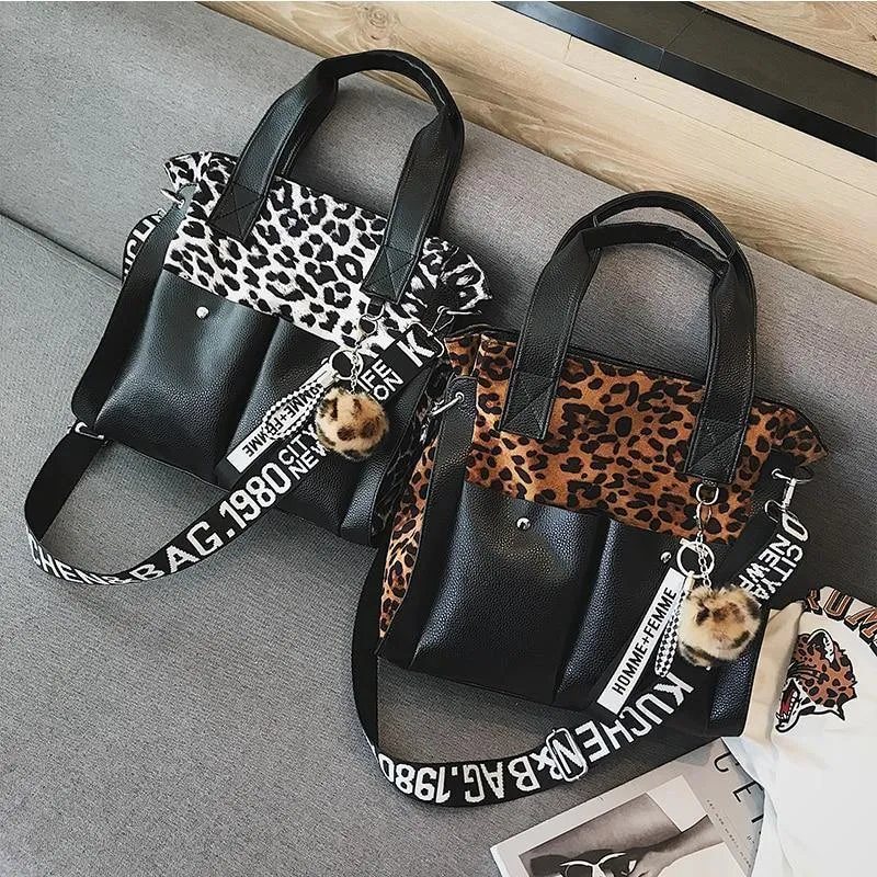 Frauen Handtaschen Berühmte Mode Marke Leopard Print Schulter Taschen Damen Totes Einfache Quaste Frauen Umhängetasche Weibliche