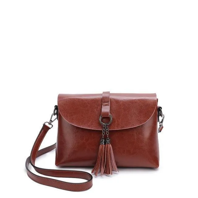 Echtes Leder Damen Umhängetasche Mode Quaste Messenger Bag einfaches Design kleine weibliche Schultertasche Frauen Geldbörse