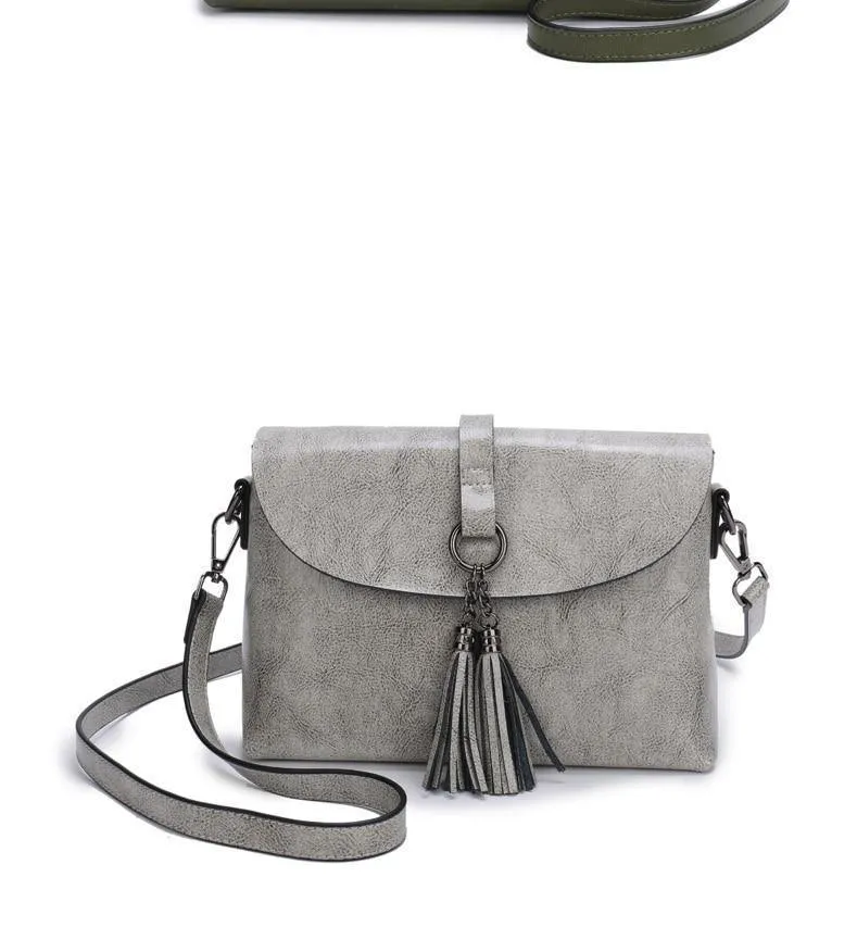 Echtes Leder Damen Umhängetasche Mode Quaste Messenger Bag einfaches Design kleine weibliche Schultertasche Frauen Geldbörse