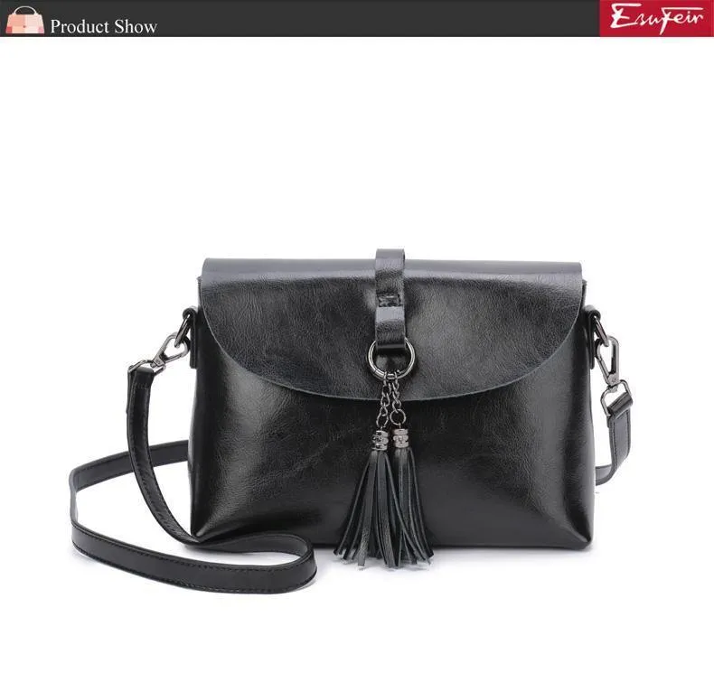 Echtes Leder Damen Umhängetasche Mode Quaste Messenger Bag einfaches Design kleine weibliche Schultertasche Frauen Geldbörse
