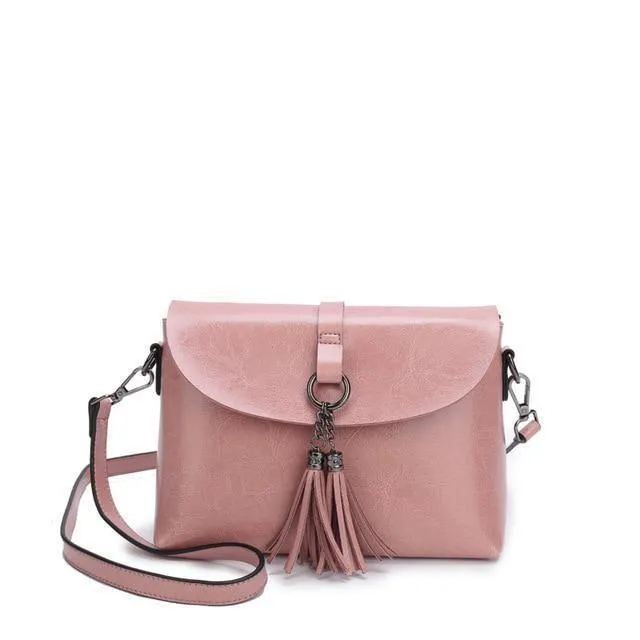 Echtes Leder Damen Umhängetasche Mode Quaste Messenger Bag einfaches Design kleine weibliche Schultertasche Frauen Geldbörse