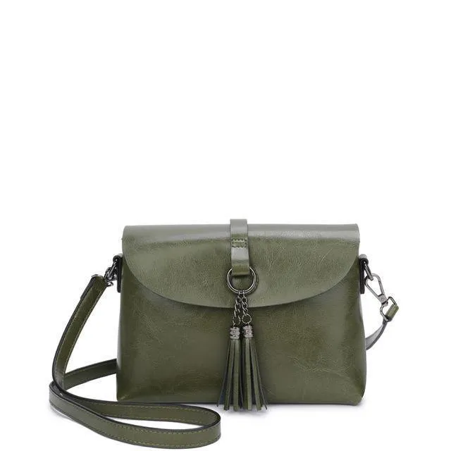 Echtes Leder Damen Umhängetasche Mode Quaste Messenger Bag einfaches Design kleine weibliche Schultertasche Frauen Geldbörse