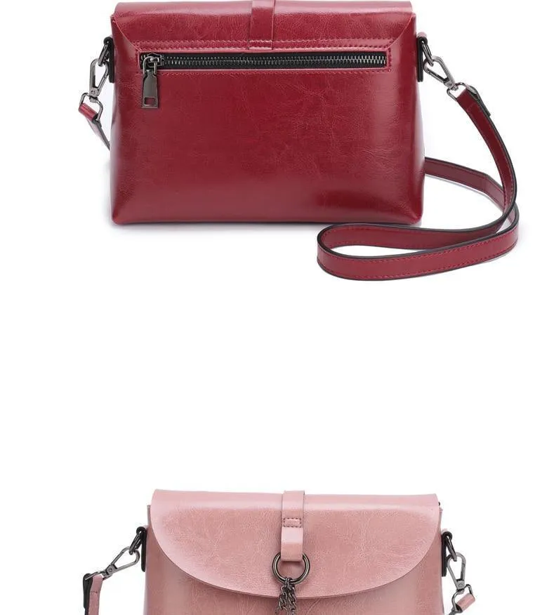 Echtes Leder Damen Umhängetasche Mode Quaste Messenger Bag einfaches Design kleine weibliche Schultertasche Frauen Geldbörse
