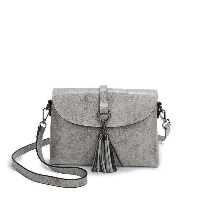 Echtes Leder Damen Umhängetasche Mode Quaste Messenger Bag einfaches Design kleine weibliche Schultertasche Frauen Geldbörse